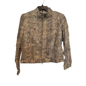 Alfani Snakeskin Textured Genuine Leather Jacket Womens Xl Fitted